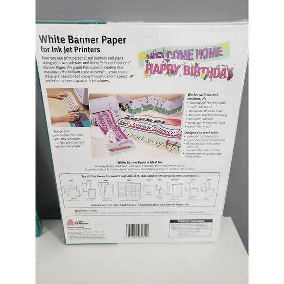 Lot 2 Avery‎ 3272 White Banner Paper for Ink Jet Printers 11x8.5 80 sheets NEW - Picture 5 of 6